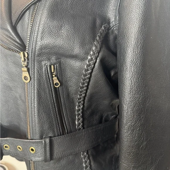 Himalaya Motor BikeWear Women’s Black Leather Motorcycle Jacket, Sz 6 - Picture 5 of 16